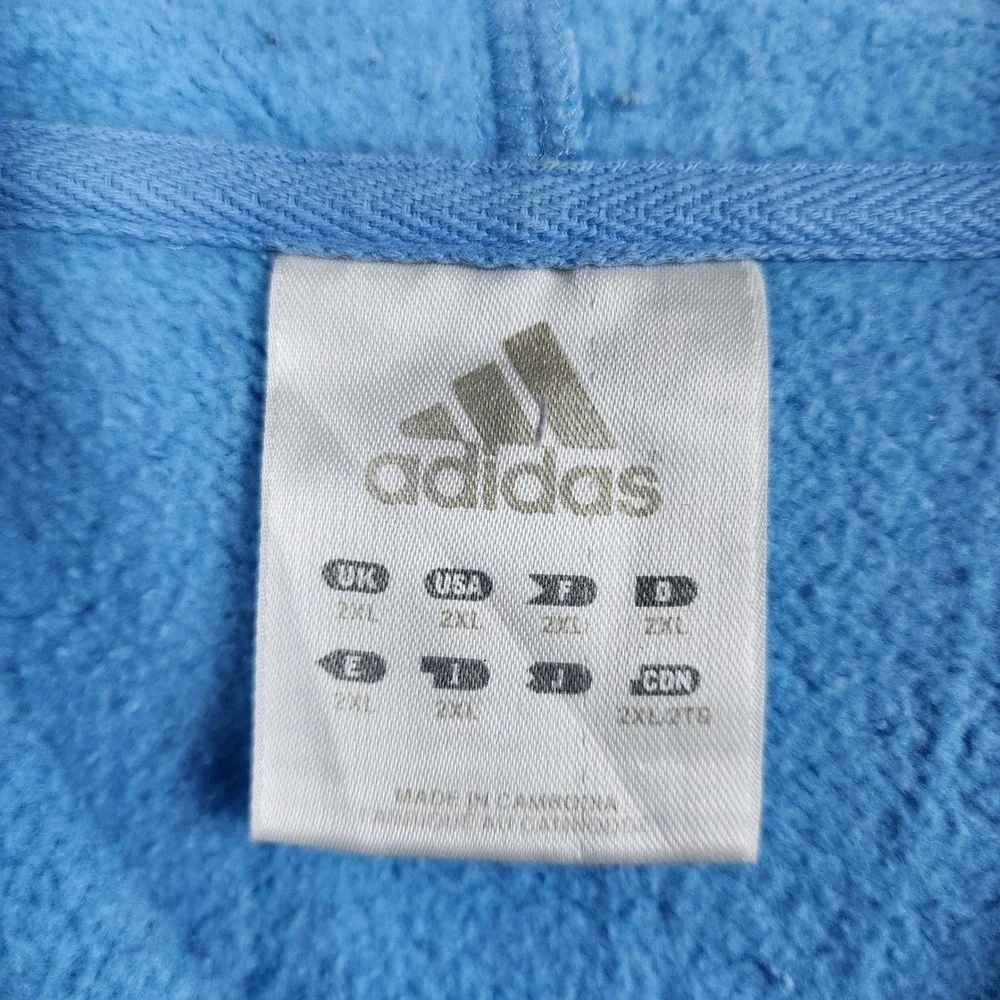 Adidas Hoodie Mens 2XL Blue Tie Dye Acid Wash Embroidered Box‎ Logo Pullover